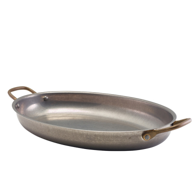 GENWARE VINTAGE STEEL OVAL DISH 34 X 23CM