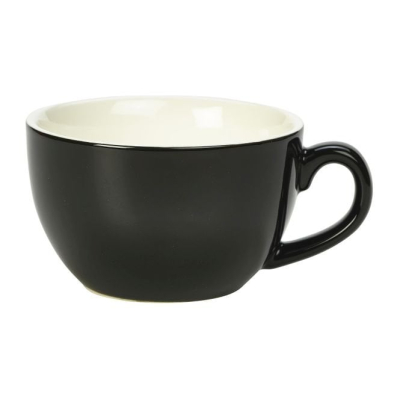 GENWARE PORCELAIN BLACK BOWL SHAPED CUP 6OZ