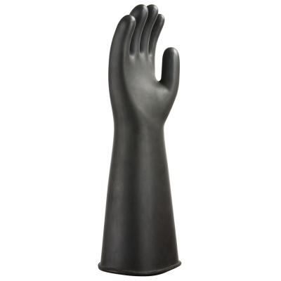 BLACK HEAVYWEIGHT LATEX RUBBER GAUNTLET GLOVES SIZE L/9 440MM