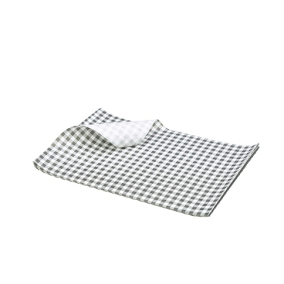 GINGHAM PRINT GREASEPROOF PAPER BLACK 250 X 200MM
