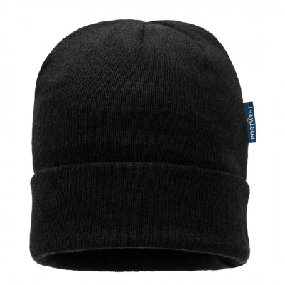 BLACK INSULATED KNIT BEANIE B013