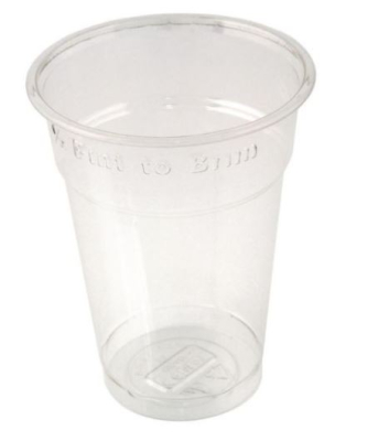 HALF PINT TO RIM PLASTIC GLASS RPET UKCA MARKED PTRGPK (HEAVY DUTY)