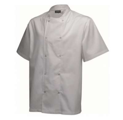 WHITE CHEFS JACKET BASIC STUD SHORT SLEEVE XXL NJ18-XXL
