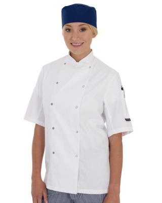 DENNY'S SHORT SLEEVE CHEFS JACKET WHITE EXTRA SMALL
