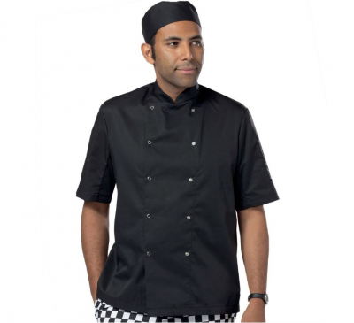 DENNYS SHORT SLEEVE CHEFS JACKET BLACK XXL   DD08S