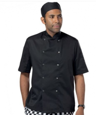 DENNY'S ECONOMY SHORT SLEEVE CHEFS JACKET BLACK LARGE