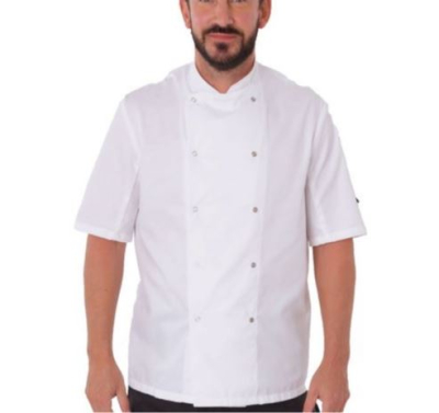DENNYS CHEF JACKET LARGE SHORT SLEEVE WHITE DD08