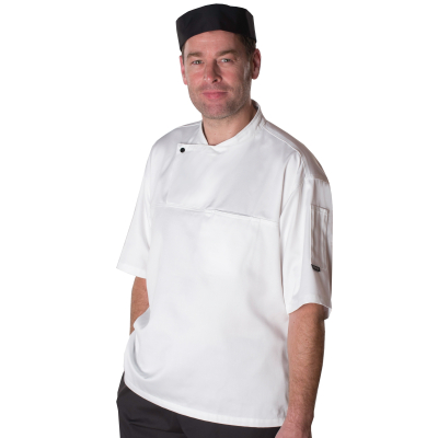 DENNY UNISEX WHITE CHEF JACKET SHORT SLEEVE DD43 SML 10+