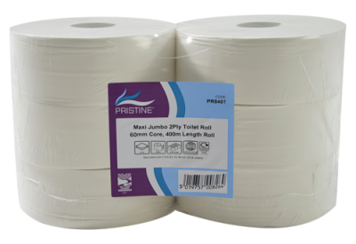 PRISINTE MAXI JUMBO TOILET ROLL 400M 60MM CORE