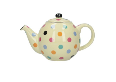 LONDON POTTERY GLOBE 2 CUP TEAPOT IVORY MULTI SPOT