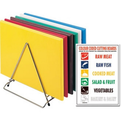HYGIPLAS HIGH DENSITY CHOPPING BOARD SET X6 24X18X1/2Inch & RACK