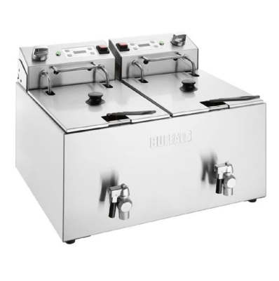 BUFFALO DOUBLE FRYER W/ TIMER 2X8LTR 2.9KW