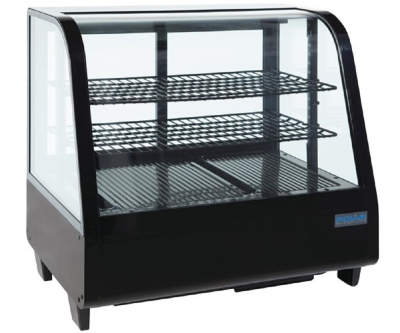 POLAR COUNTERTOP REFRIGERATED MERCHANDISERS BLACK 2 SHELVES