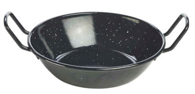 BLACK ENAMEL DISH 18DIA X 4.6CM