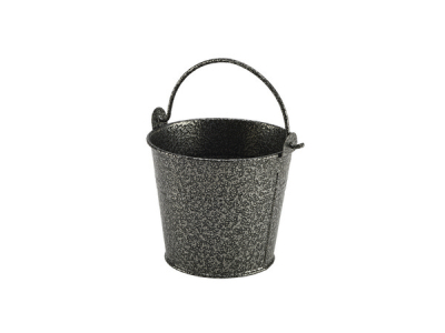 GALVANISED STEEL HAMMERED SERVING BUCKET 10CM SILVER X12
