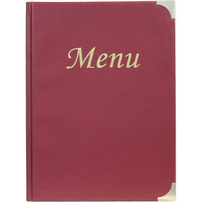 A4 MENU HOLDER WINE RED 8 PAGE