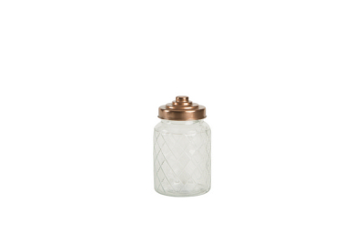 MEDIUM LATTICE GLASS JAR WITH COPPER LID (950ML) D106x H177