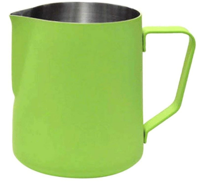 COLOURED MILK JUG S/S 350ML LIME GREEN MILK FROTHING JUG