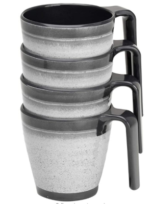 FLAMEFIELD GRANITE STACKED MUG SET GREY X4