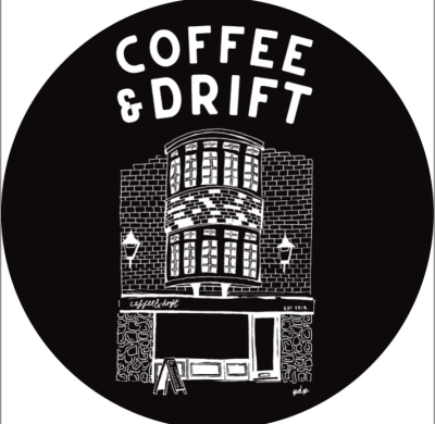 COFFEE & DRIFT LOGO STICKER 60MM PERMANENT ADHESIVE PP