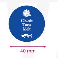 *PRINTED* CLASSIC TUNA MELT LABEL X 500 2 COLOUR PRINTS