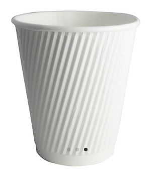 SQUAT RIPPLE CUP WHITE 12OZ TRIPLE WALL