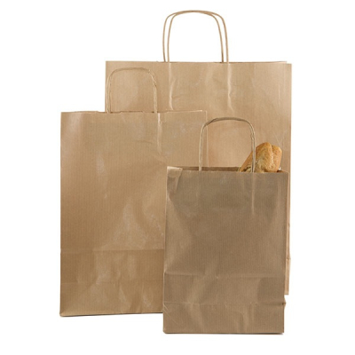 BROWN TWISTED HANDLED CARRIER BAG MEDIUM 12.5 x 5.5 x 16.25"