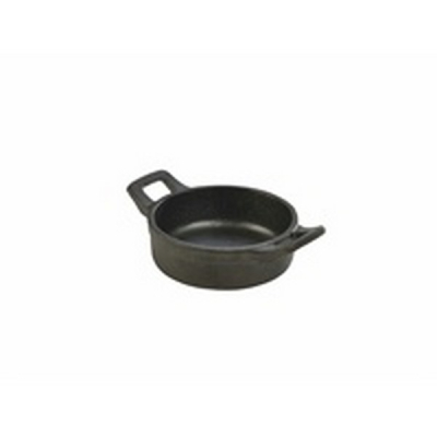 MINI CAST IRON BLACK ROUND EARED DISH 11X3.5CM 22CL X6