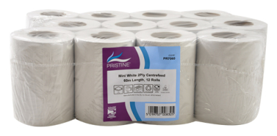 PRISTINE MINI CENTREFEED WHITE 2PLY 60M