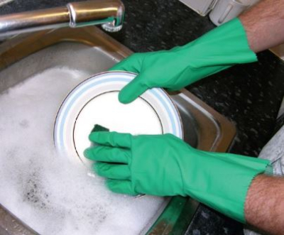 SINGLE PAIR OF GREEN HOUSEHOLD GLOVE LARGE