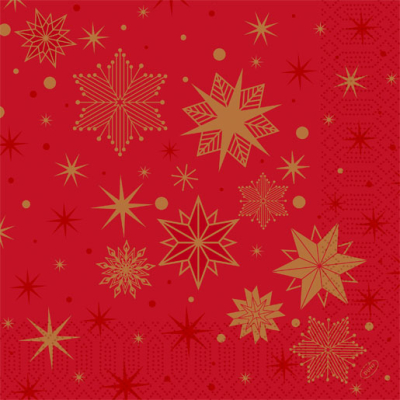 NAPKINS 3-PLY 40X40CM STARGAZING RED