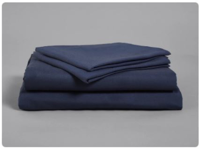 NAVY FLAT SINGLE POLY COTTON SHEET 178 X 254CM