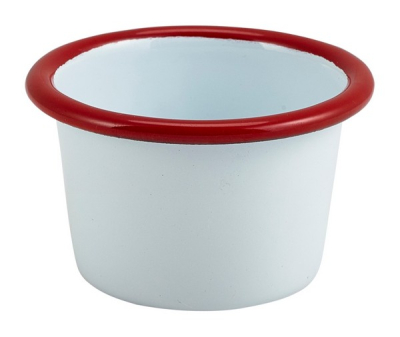 GENWARE ENAMEL WHITE/RED RIM RAMEKIN 3.2OZ