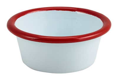GENWARE ENAMEL WHITE/RED RIM RAMEKIN 3.2OZ