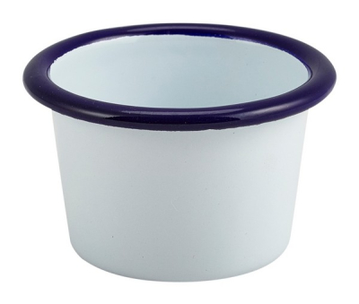 GENWARE ENAMEL WHITE/BLUE RIM RAMEKIN 3.2OZ