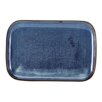 GENWARE TERRA PORCELAIN AQUA BLUE RECTANGULAR PLATE 13.6X9.3Inch