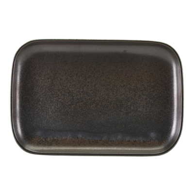 GENWARE TERRA PORCELAIN BLACK RECTANGULAR PLATE 13.6X9.3Inch