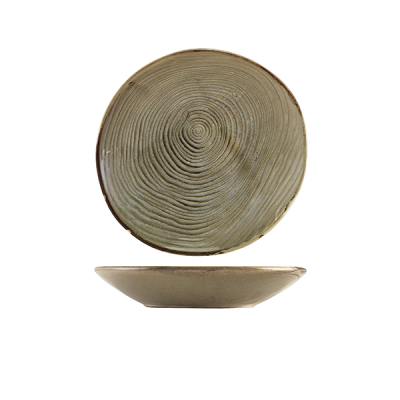 GENWARE TERRA PORCELAIN SMOKE GREY ORGANIC COUPE BOWL 8.3Inch