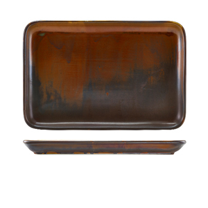 TERRA PORCELAIN RUSTIC COPPER RECTANGULAR PLATTER 30 X 20CM