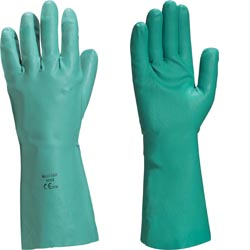 NITRILE GAUNLET GLOVE GRN 33CM LARGE DF054 FLOCK LINED