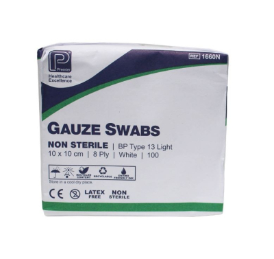 NON STERILE GAUZE SWABS 8PLY 10 X 10CM