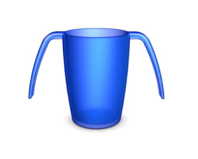 ORNAMIN TRANS BLUE 2 HANDLED BEAKER
