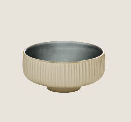 PLAYGROUND NARA GREY ROUND BOWL RELIEF 21CM 49.5OZ X6