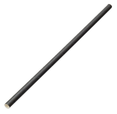PAPER SOLID BLACK STRAW X250 BIODEGRADABLE 8Inch 6MM(BORE)