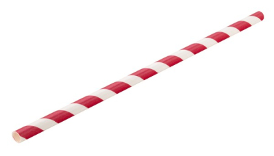 PAPER RED STRIPE STRAW X250 BIODEGRADABLE 8Inch 6MM(BORE)