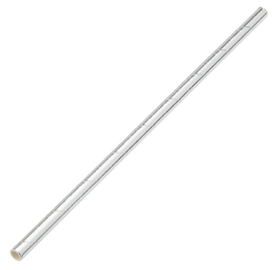 PAPER SOLID SILVER STRAW BIODEGRADABLE 8Inch 6MM(BORE)