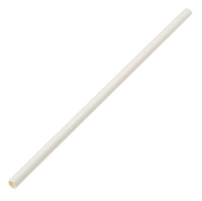 PAPER WHITE STRAW BIODEGRADABLE 8Inch 6MM(BORE)