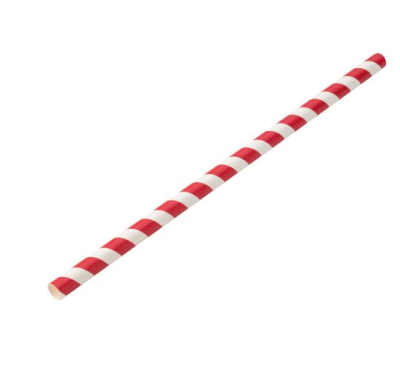 PAPER JUMBO RED STRIPE SMOOTHIE STRAW 9Inch 8MM BORE