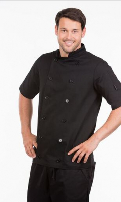 MENS S/SLEEVE CHEFS JACKET BLACK - SMALL