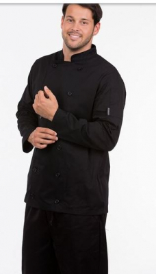 BRIGADE MEN'S LONG SLEEVE CHEFS JACKET BLACK MEDIUM